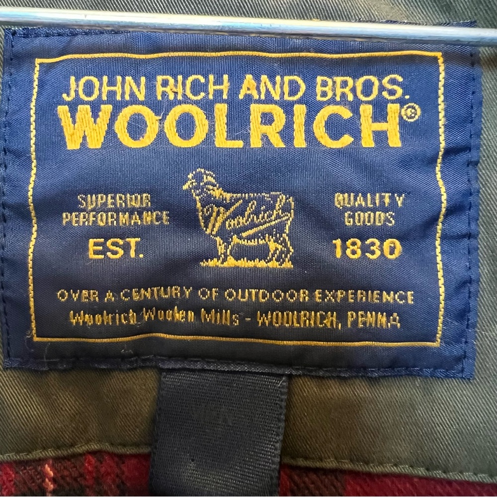 VTG Woolrich Men Bomber Jacket Thermore Green Brown Leather Size XL Rustic Cabin - Picture 4 of 11
